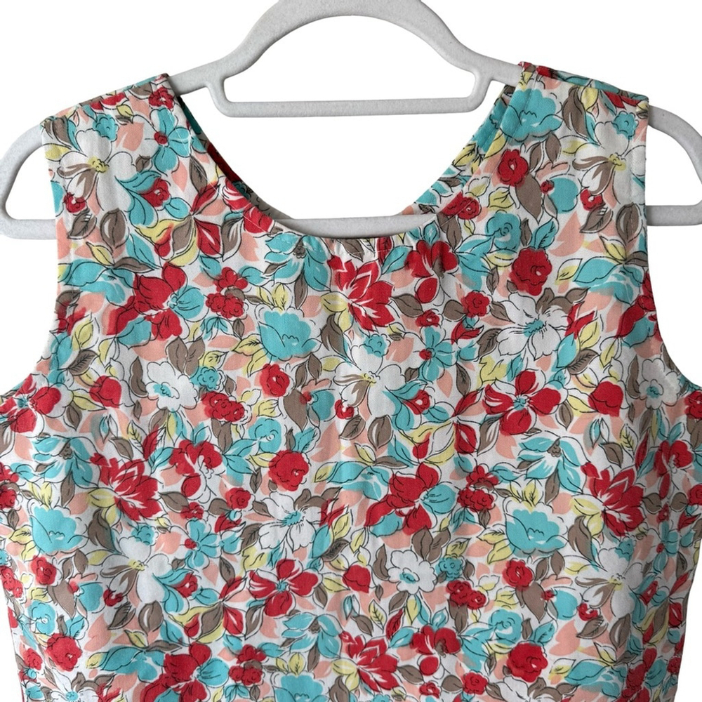 Handmade Vibrant Floral Button-Down Blouse Size M Cottagecore Summer Vintage - Picture 8 of 9